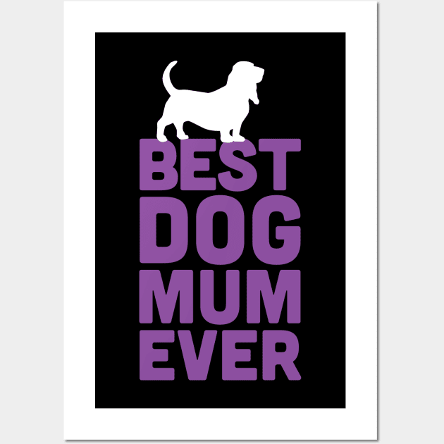 Best Basset Hound Dog Mum Ever - Purple Dog Lover Gift Wall Art by Elsie Bee Designs